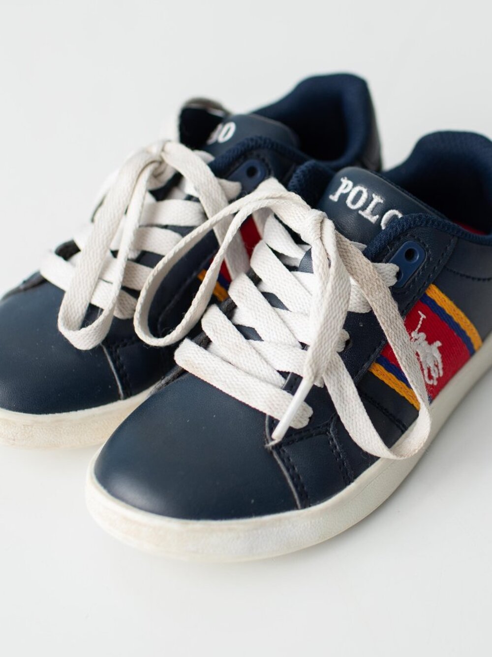 Polo Ralph Lauren Toddler Sneakers Size 10.5 Navy Red Yellow Kids Shoes - Picture 1 of 8